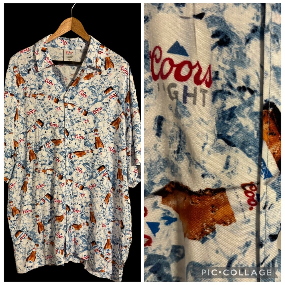 Coors Light Hawaiian Beach Party, Vegas, 21, Rayon, Button Up Mens Size XL
